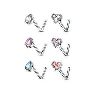 Nariz en L Pack Circonita Plata, 6 piezas