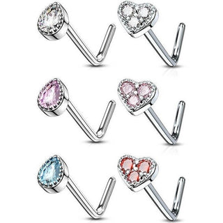 Nariz en L Pack Circonita Plata, 6 piezas