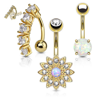 Piercing ombligo Pack Circonita Ópalo, 3 piezas