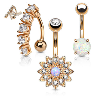 Piercing ombligo Pack Circonita Ópalo, 3 piezas