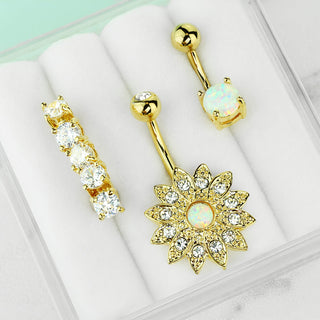 Piercing ombligo Pack Circonita Ópalo, 3 piezas