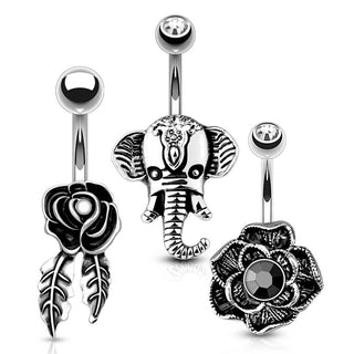 Piercing ombligo Pack Circonita Plata, 3 piezas