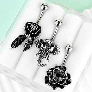 Piercing ombligo Pack Circonita Plata, 3 piezas
