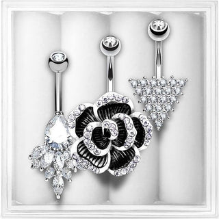 Piercing ombligo Pack Circonita, 3 piezas