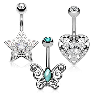 Piercing ombligo Pack Circonita, 3 piezas