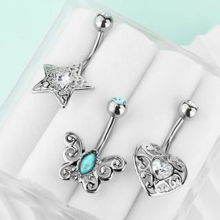 Piercing ombligo Pack Circonita, 3 piezas