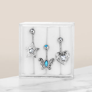 Piercing ombligo Pack Circonita, 3 piezas