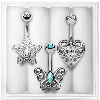Piercing ombligo Pack Circonita, 3 piezas