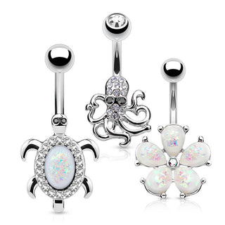 Piercing ombligo Pack Circonita Ópalo Plata, 3 piezas