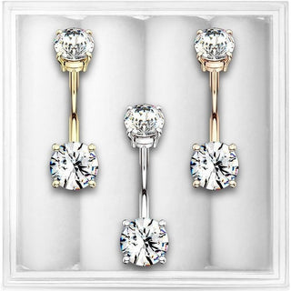 Piercing ombligo Circonita Rosca interna, 3 piezas