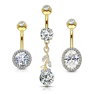 Piercing ombligo Circonita Redonda, 3 piezas