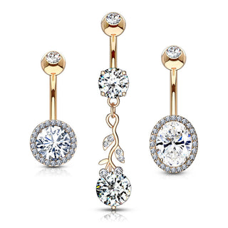 Piercing ombligo Circonita Redonda, 3 piezas
