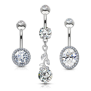 Piercing ombligo Circonita Redonda, 3 piezas