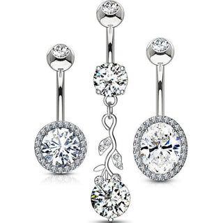 Piercing ombligo Circonita Redonda, 3 piezas
