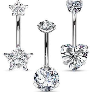 Piercing ombligo Pack Circonita  Rosca interna, 3 piezas