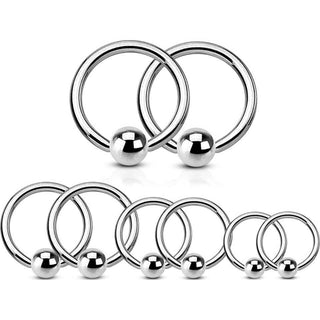 Anillo Plata Cierre de bola, 4 pares