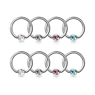 Anillo Pack Circonita Cierre de bola, 4 pares
