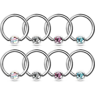Anillo Pack Circonita Cierre de bola, 4 pares