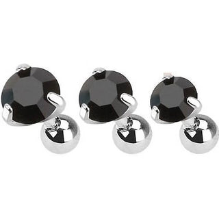 Barbell Circonita Negra Redonda Plata, 3 piezas
