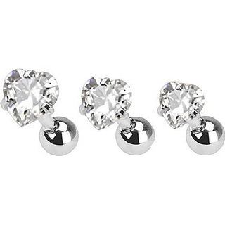 Barbell Corazón Circonita Plata, 3 piezas