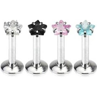 Estrella Circonita Plata Rosca interna Labret, 4 piezas