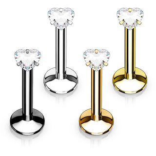 Circonita Corazón Rosca interna Labret, 4 piezas
