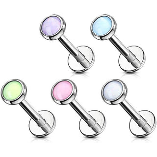 Piedra sintética luminosa Rosca interna Labret, 5 piezas