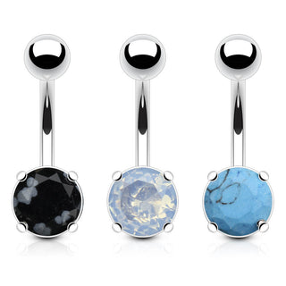 Piercing ombligo Circonita Redonda Plata, 3 piezas