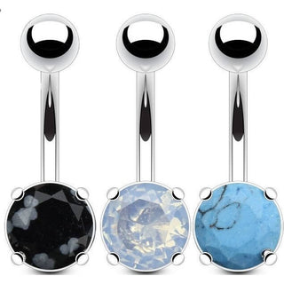 Piercing ombligo Circonita Redonda Plata, 3 piezas