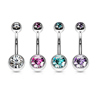 Piercing ombligo Circonita Bola Plata, 4 piezas