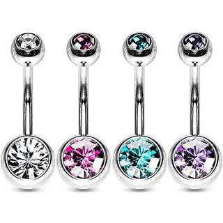 Piercing ombligo Circonita Bola Plata, 4 piezas