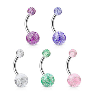 Piercing ombligo Bola Acrílica Purpurina Ultra, 5 piezas