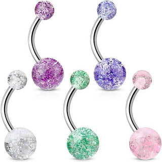 Piercing ombligo Bola Acrílica Purpurina Ultra, 5 piezas