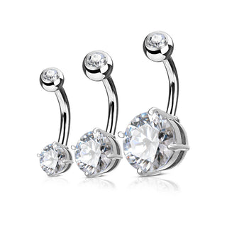 Piercing ombligo Circonita Redonda Oro, 3 piezas