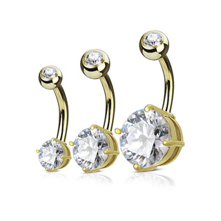 Piercing ombligo Circonita Redonda Oro, 3 piezas