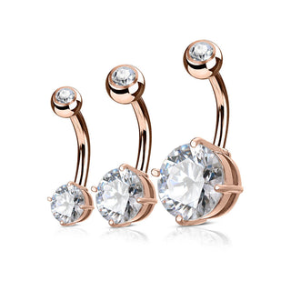 Piercing ombligo Circonita Redonda Oro, 3 piezas