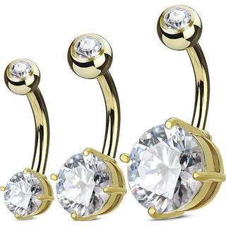 Piercing ombligo Circonita Redonda Oro, 3 piezas