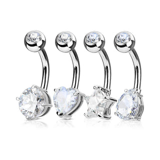 Piercing ombligo Pack Circonita , 4 piezas