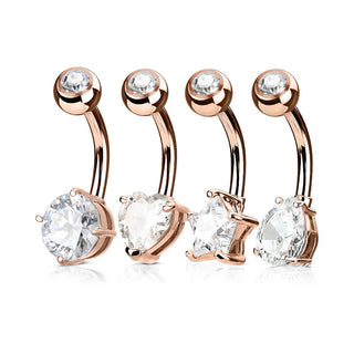 Piercing ombligo Pack Circonita , 4 piezas