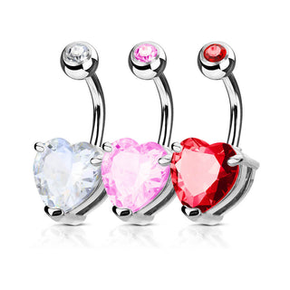 Piercing ombligo Corazón Circonita Plata, 3 piezas