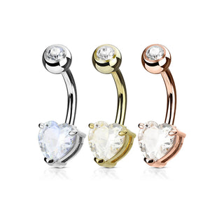 Piercing ombligo Circonita Corazón, 3 piezas