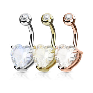 Piercing ombligo Circonita Corazón, 3 piezas