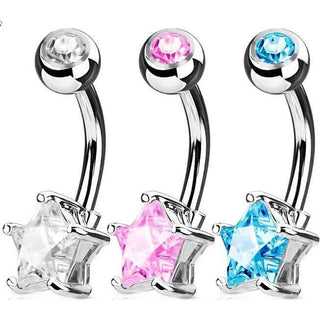 Piercing ombligo Circonita Estrella, 3 piezas