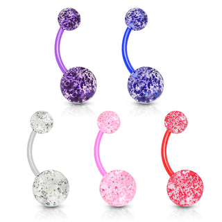 Piercing ombligo Bola Acrílica Purpurina Ultra, 5 piezas