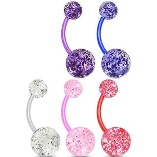 Piercing ombligo Bola Acrílica Purpurina Ultra, 5 piezas
