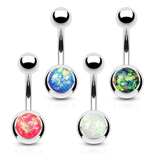 Piercing ombligo Opal Ball Plata, 4 piezas