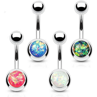 Piercing ombligo Opal Ball Plata, 4 piezas