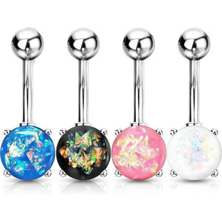 Piercing ombligo Ópalo Plata, 4 piezas