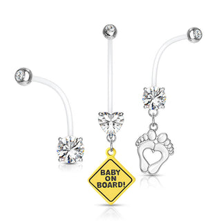Piercing ombligo Pack Circonita, 3 piezas