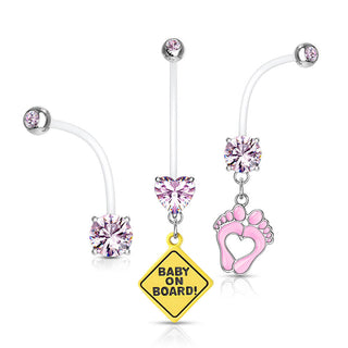 Piercing ombligo Pack Circonita, 3 piezas